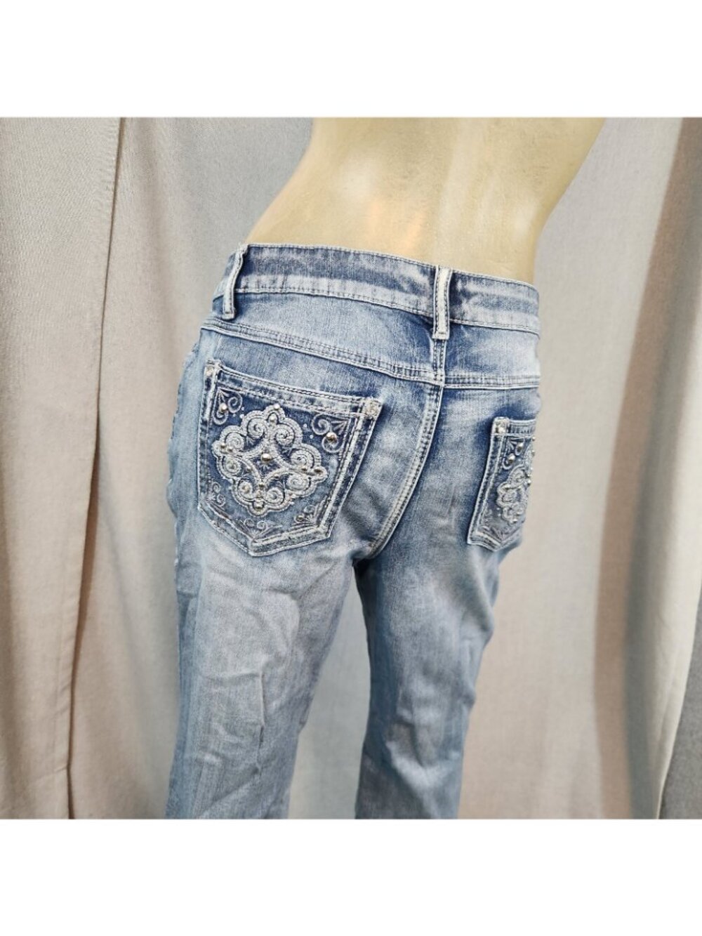 Cato Blue Jeans Mid Rise Acid Wash Boot Lg Denim Blue Jean Petite Siz 14P 34Wx29 - Picture 6 of 16
